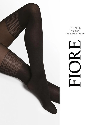 Fiore G6140 Pepita Black colanți 40 DEN cu aspect de ciorapi pepitka