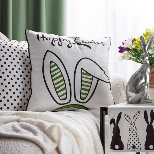 Fata de perna de Paste Primavara 2 din catifea cu imprimeu Euro, perdele verzi