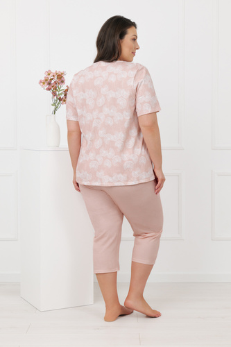 Pijama damă Eleni Italian Fashion 100% bumbac, mânecă scurtă, 3/4