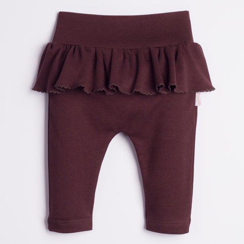 Nicol Hania 226017 Pantaloni fete 100% bumbac cu volănaș maro