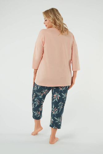 Julietta Pijama de damă cu mâneci 3/4, pantaloni 7/8 Modă italiană - somon/print