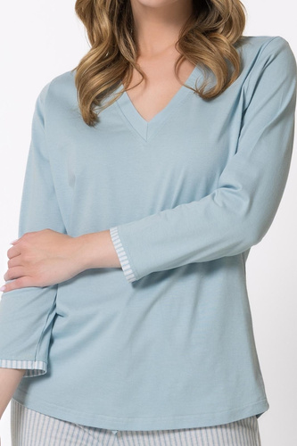 Pijamale damă Leveza 1767 Anita 7/8 verde mazăre 100% bumbac confort