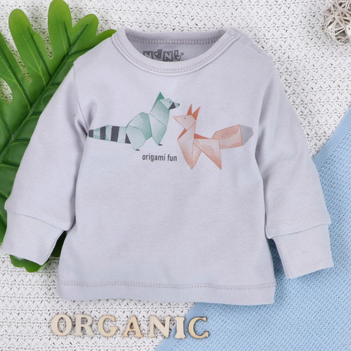 ABN-5389 Fun Origami Bluză din bumbac organic Nini gri