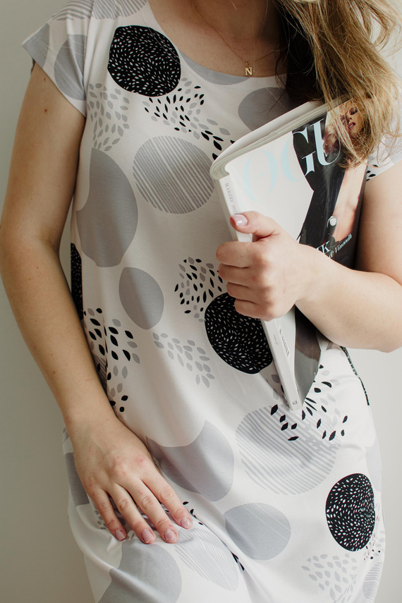 860 Amelia De Lafense cămașă de noapte - mânecă scurtă, viscoză moale - gri