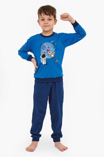 593/176 Pijamale Galaxy Cornette pentru băieți – Tricou cu imprimeu bleumarin și pantaloni din bumbac