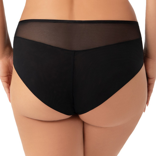 K948 Ottavia Gorsenia chiloți - negru, talie înaltă, tul cu broderie