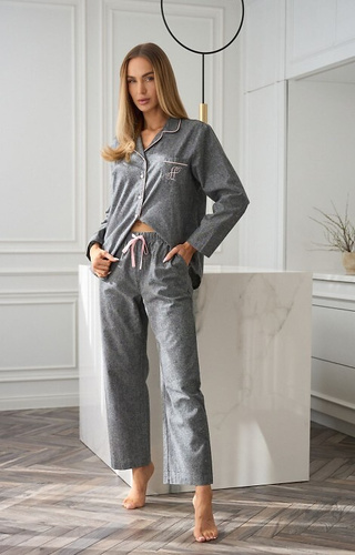 2531 Pijamale pentru femei Coco L&amp;L - Bumbac, Melange, cu guler