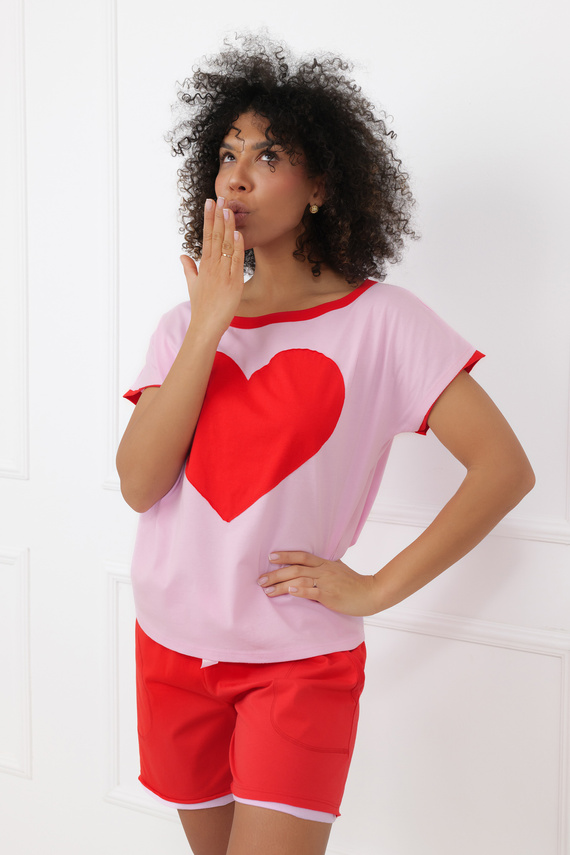 Pijama Sabrina Italian Fashion 100% bumbac – mânecă scurtă, pantaloni scurți