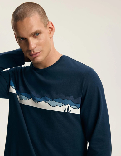 Henderson Froze 45492 Pijamale bărbați lungi 100% bumbac Navy
