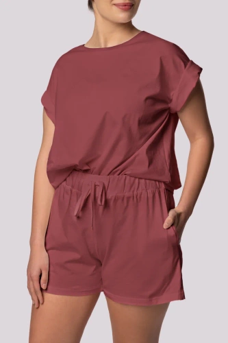 Pijamale de damă Mona cu mânecă scurtă Bliss, cireș