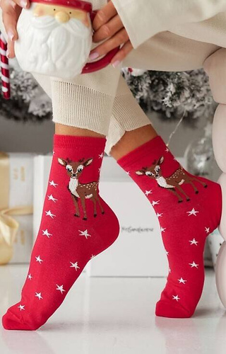 1283-030 Căprior șosete de Crăciun pentru femei Milena - roșu