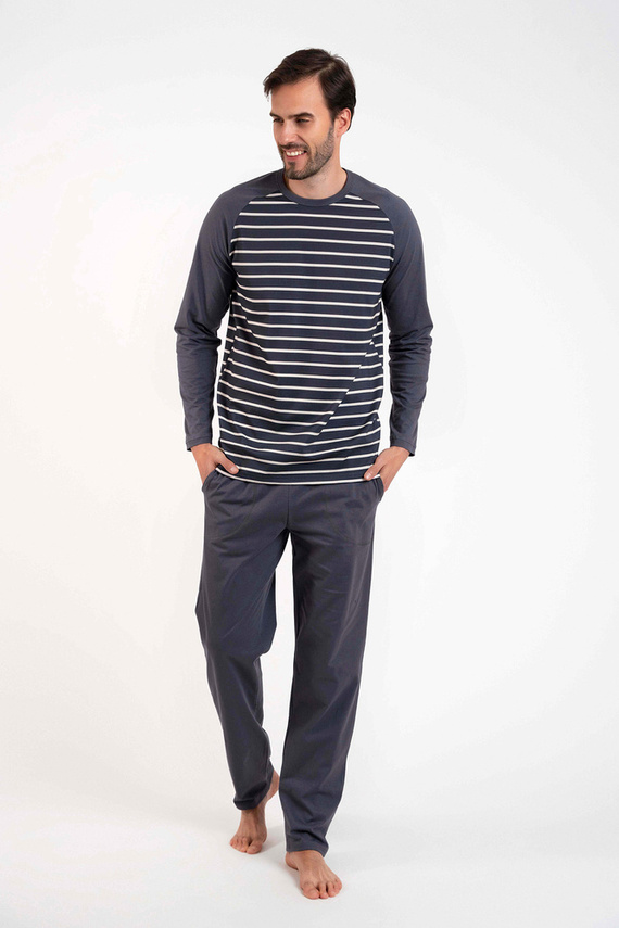 Lars Pijama cu mânecă lungă pentru bărbați, pantaloni lungi Italian Fashion - imprimeu grafit/grafit