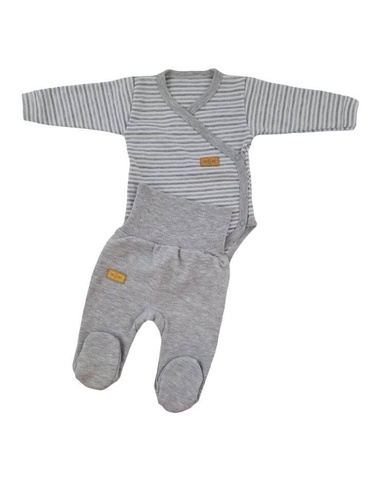 Costum de dormit din bumbac "Lines" Terjan - gri