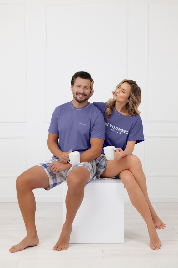 Pijama damă Rima Italian Fashion 100% bumbac mânecă scurtă șort