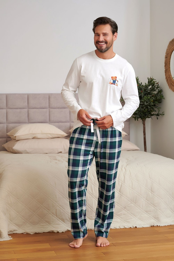 Pijamale bărbați Doctor Nap 7514 Teddy 100% bumbac mânecă lungă pantaloni