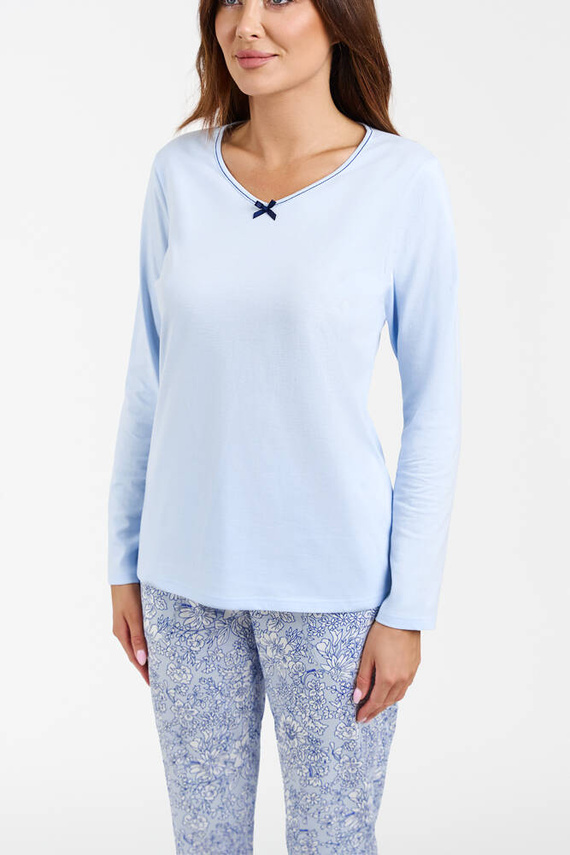 Salli Pijama de damă cu mânecă lungă și pantaloni lungi Italian Fashion - albastru/print 