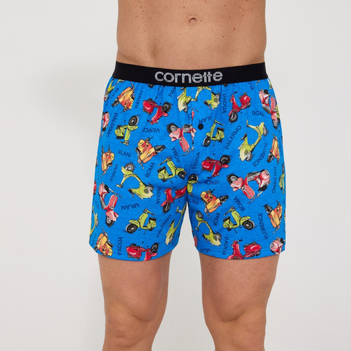Cornette 881/03 Classic Boxer Bărbați 100% Bumbac Albastru cu Print Vespa