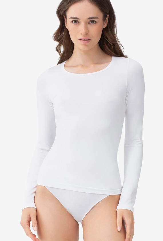 Gatta T-Shirt L 2635 bluză damă fără cusături, mânecă lungă, microfibră, albă