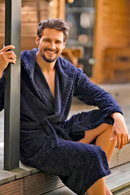 Zygmunt Halat de baie pentru bărbați cu glugă Italian Fashion - albastru marin