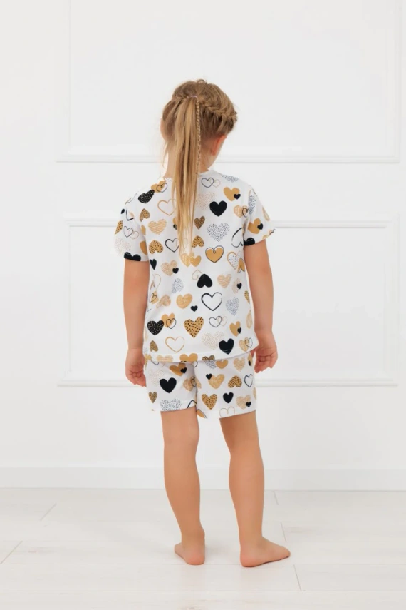 Pijama fetițe Ariela Italian Fashion – bumbac, mânecă scurtă, pantaloni scurți