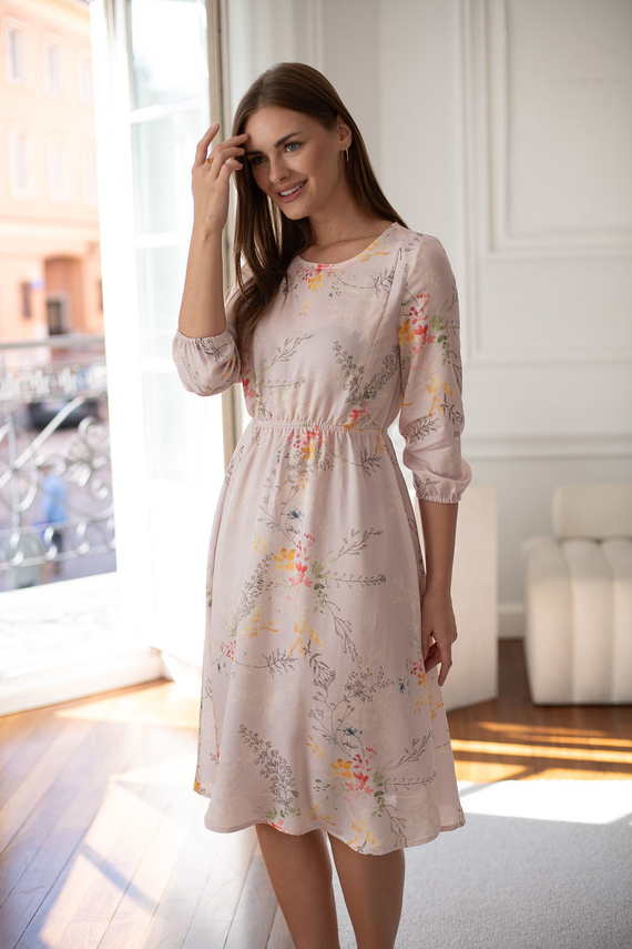 Rochie de sarcină Milk&Love pentru alăptare Lovely Dress Midi mânecă 3/4 ramuri colorate