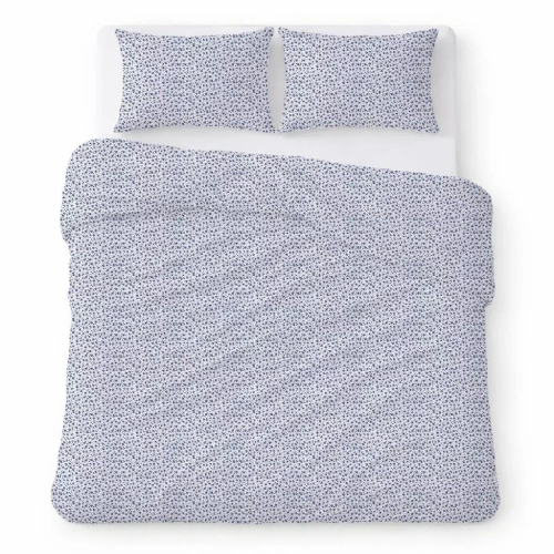Lenjerie de pat din bumbac creponat set respirabil ușor de întreținut white with navy blue flowers