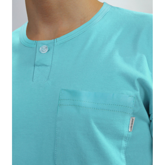 2576/17 Pijamale bărbați, mâneci scurte, pantaloni scurți Sesto Senso turcoaz