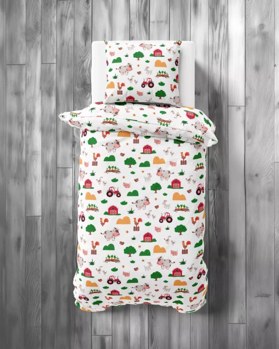 5439 A Wesoła Farma Mała Lenjerie de pat bumbac pentru copii Detexpol alb