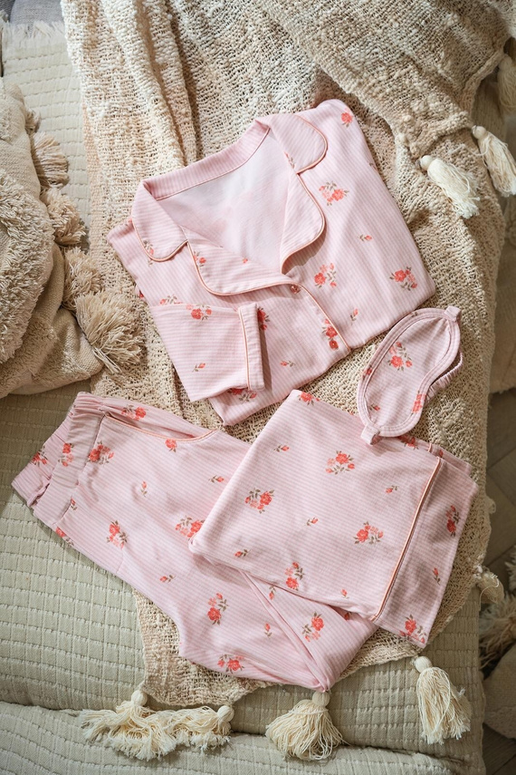 Set pijamale pentru femei MK 39 Rose Devotion Belle Reverie, roz - bumbac, cu nasturi