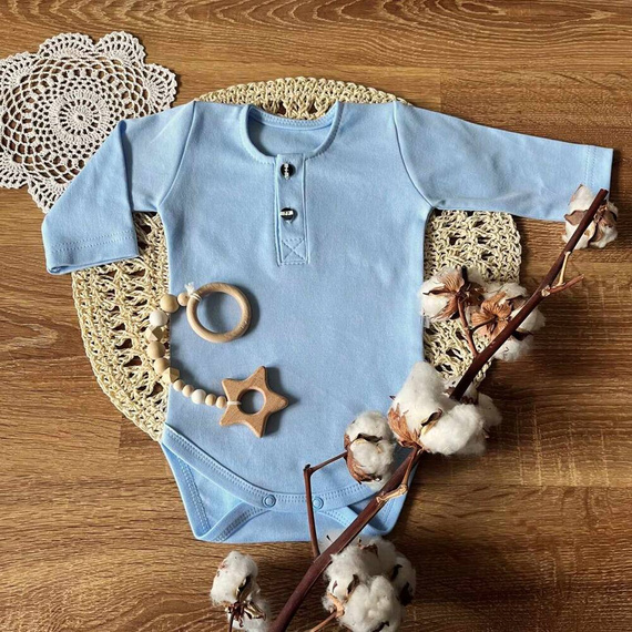 BP008 Body polo cu mâneci lungi Mamatti - albastru