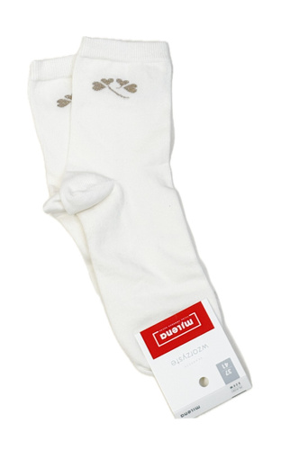 Milena 0200-178 – Ciorapi dama din bumbac cu model mic si fir de lurex | Producția poloneză - ecru