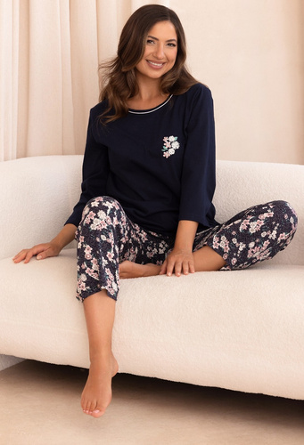 Regina 744 3/4 pijama damă 100% bumbac pantaloni 7/8