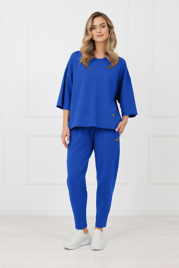 Bluza Kaori Italian Fashion 3/4 mânecă bumbac elastan - cobalt