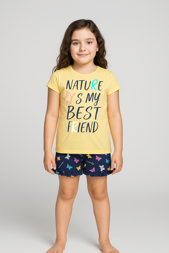 Mariposa Pijama pentru fete Italian Fashion - galben/albastru