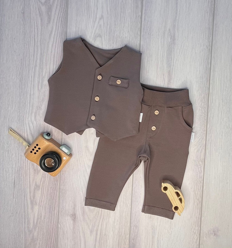 Mamatti KC016 set elegant copil vestă pantaloni latte bej