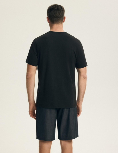 Pijamale bărbați Henderson 44608 Post negru 100% bumbac mânecă scurtă