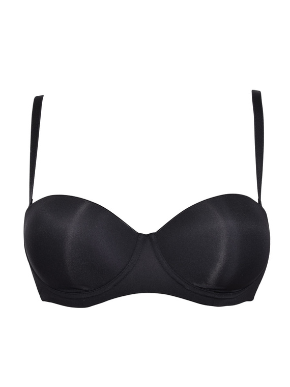 2550 Sutien Bandeau - rigidizat, neted, cu bretele detasabile Sielei negru