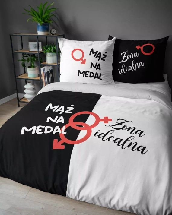 5121 Set de lenjerie de pat Holland Detexpol din bumbac, soț/soție perfectă premiat – 100% bumbac, față-verso, producție poloneză