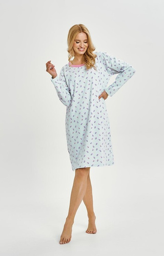 3447 Cămașă de damă Yolanda Taro – bumbac cu elastan, imprimeu floral, mâneci lungi