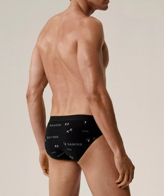 Slip bărbați Atlantic 3MP-206/25 negru kaki - bumbac, pachet de 3, croială clasică