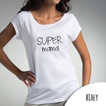 Bluzka damska "Super mama" Moocha biały