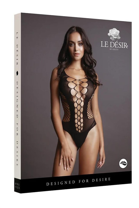 Body DES019 Le Désir negru cu decupaje și decolteu S-L, XL-4XL
