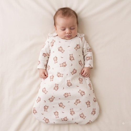 227043 Nicol BENEK Sac de dormit pentru bebeluși 1,5 TOG bumbac crem cu ursuleți