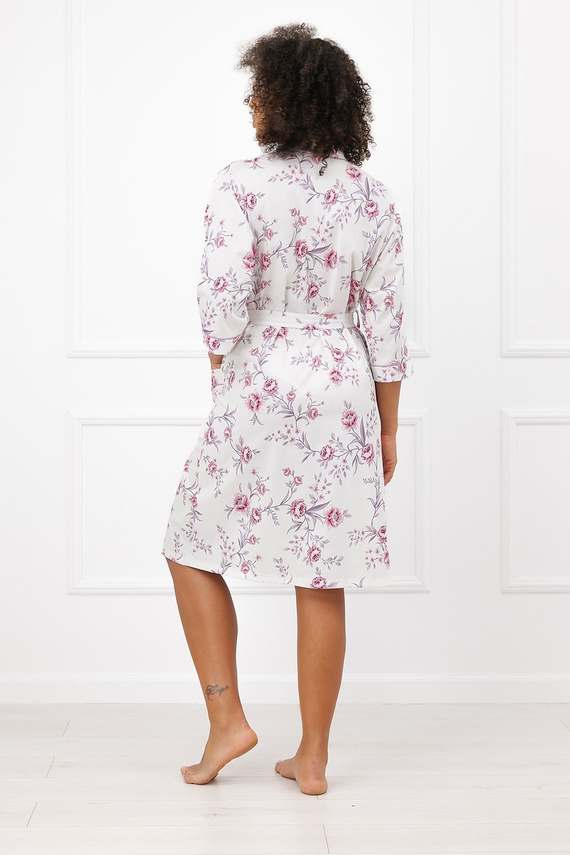 Halat de damă Beauty Italian Fashion 100% bumbac, imprimeu floral, mânecă 3/4