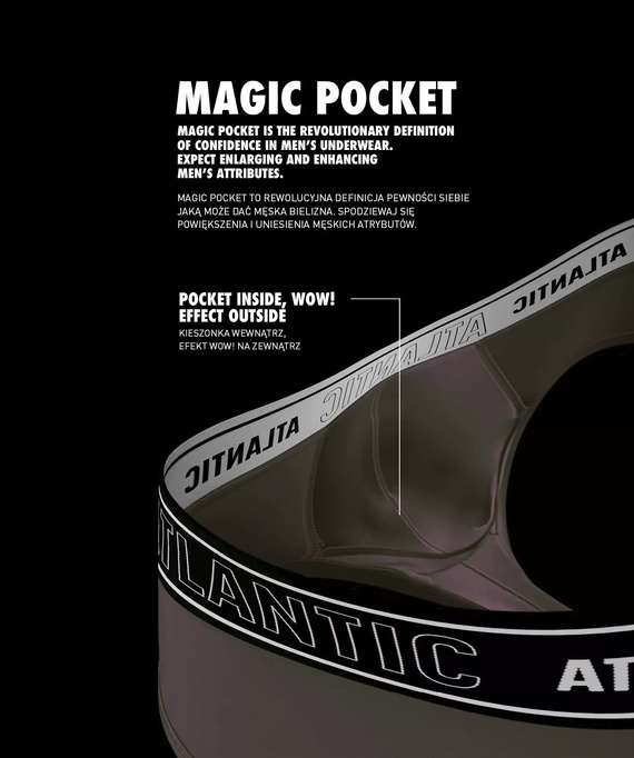 Bokserki męskie Atlantic Magic Pocket 2MH-1200 A2 2-pak verde-maro – push-up bumbac