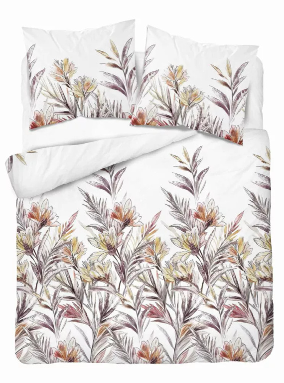 5504 B Lenjerie de pat din bumbac Tropical Flowers Naturalis – Detexpol alb