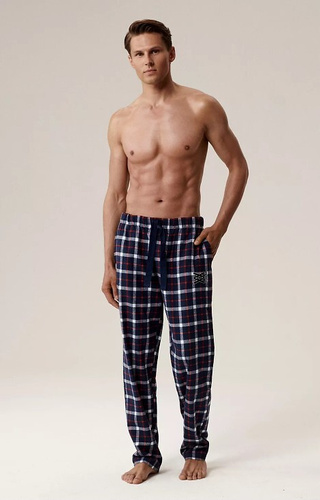 NMB -045 Atlantic Navy Blue – Pantaloni de pijama bărbătești din flanel în carouri