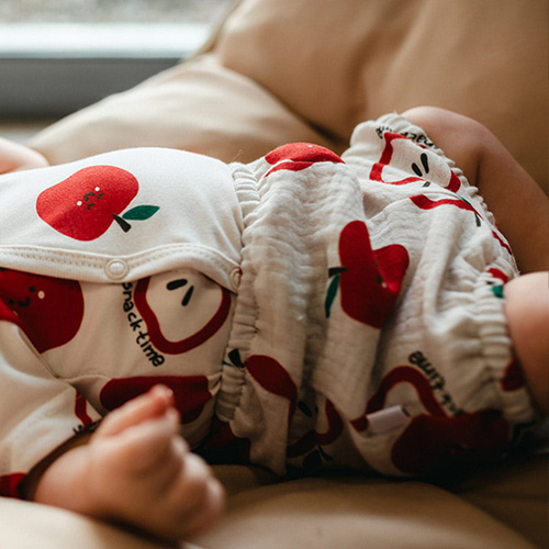 Bloomers bebeluși Eevi Snack Time muselin bumbac ecru ușori