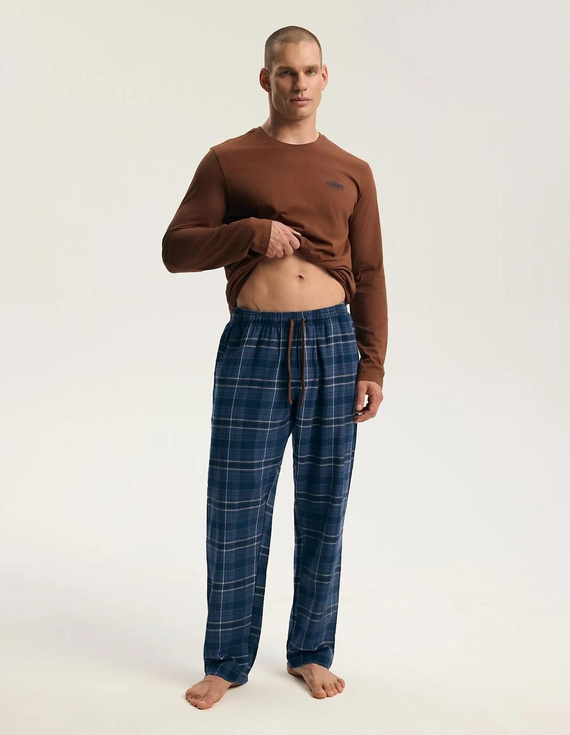 Pijamale bărbați Henderson 45451 Imago maro 100% bumbac flanel premium