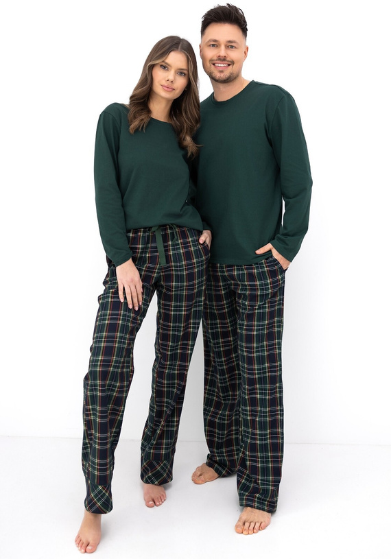 Sensis Josie pijama damă 100% bumbac pantaloni în carouri verde